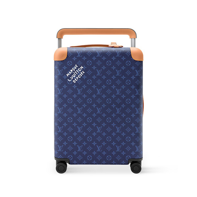 lv louis vuitton horizon navy monogram printed 55 carry‑on luggage